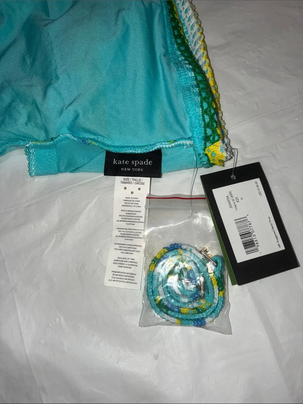 kate spade Turquoise, Green and Yellow Strapless One-Piece